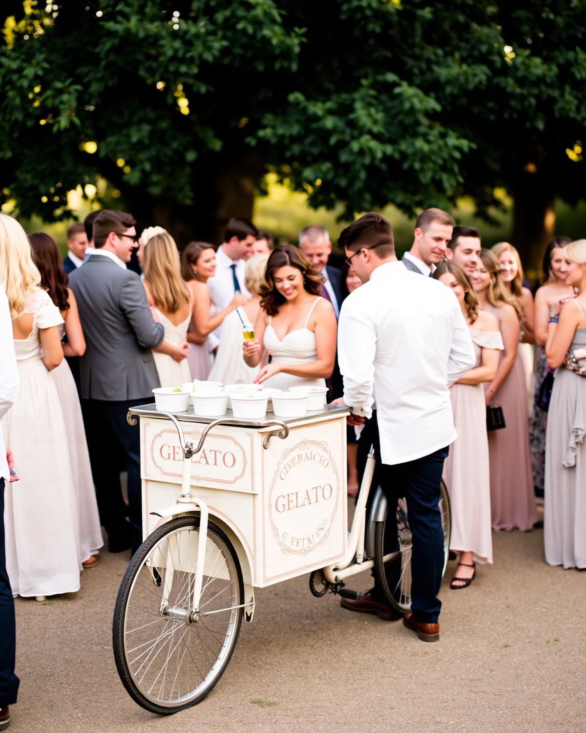 Artisan Gelato Bikes for weddings — Sicilian gelato at golden hour.