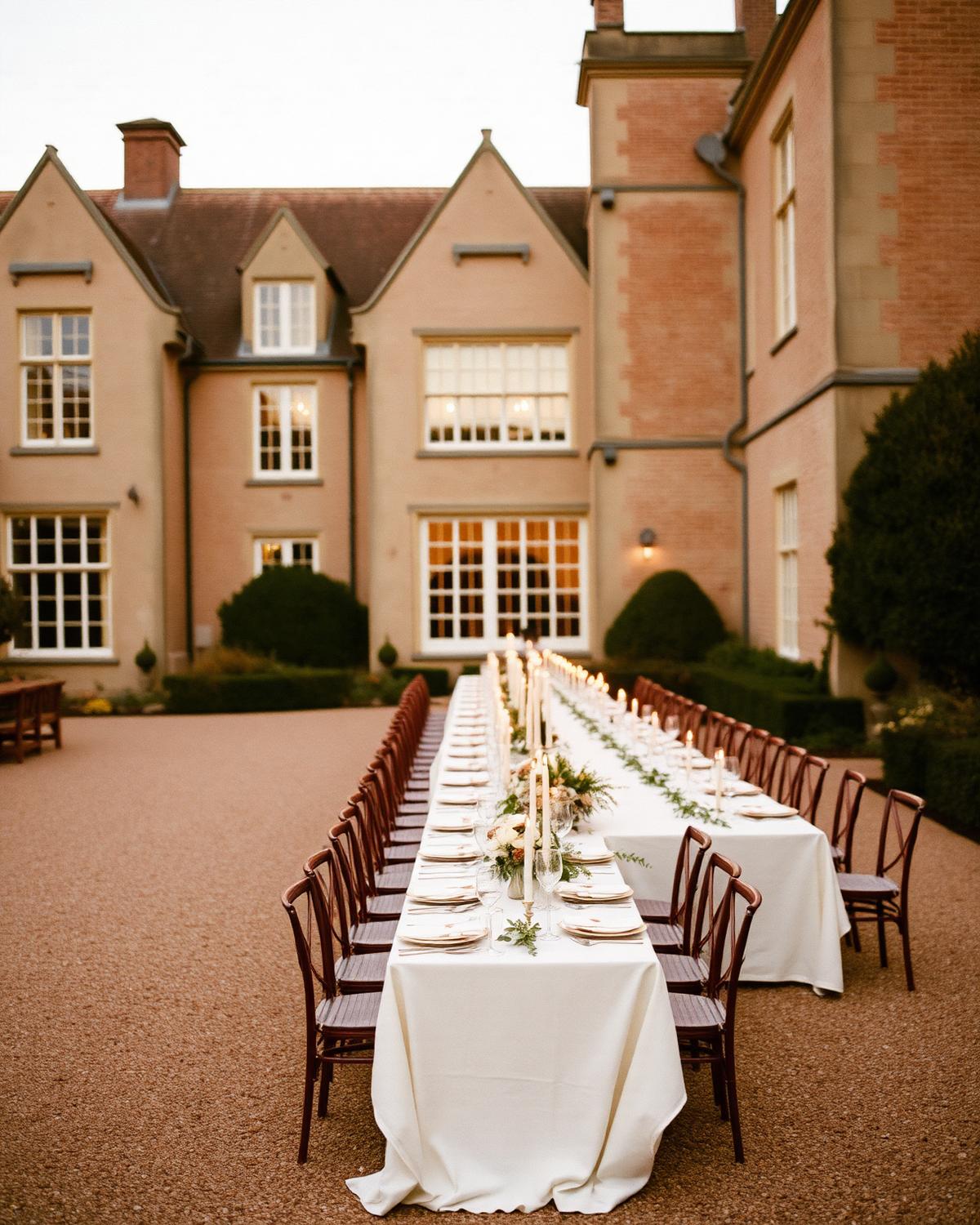 Country House Weekend wedding collection — Candlelit tables on gravel courtyards; a weekend that unspools slowly.
